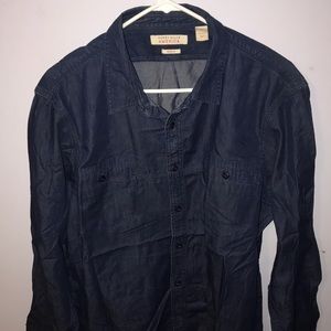 NAVY BLUE DENIM BUTTON UP